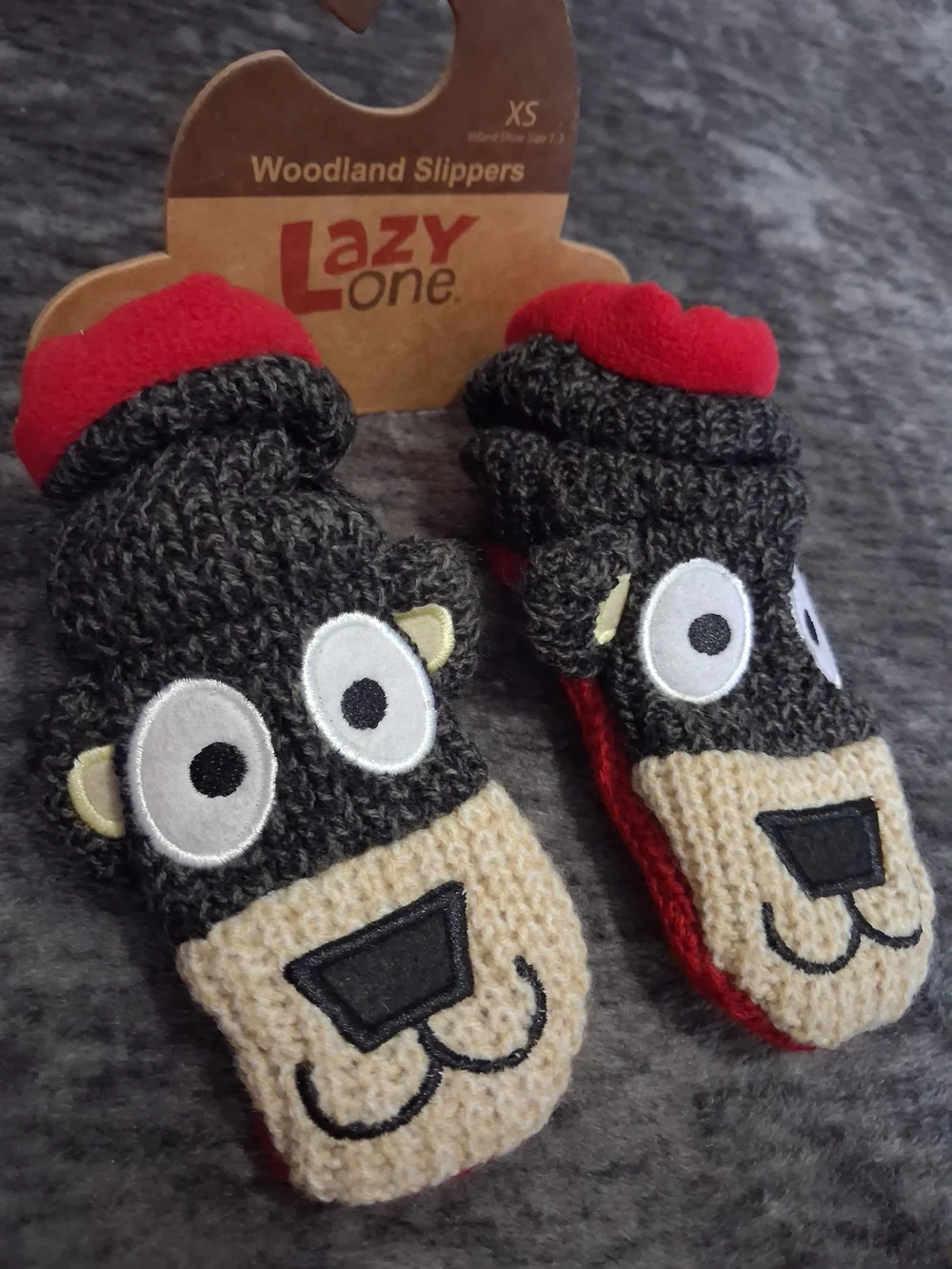 NWT Lazy One Woodland Bear Slipper Bootie Socks/Slippers Lined Infant/Baby 1-3